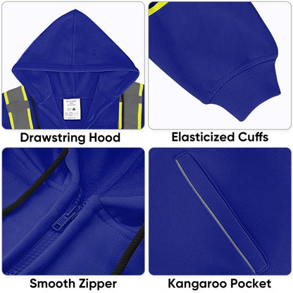 TICONN Safety Hoodie Jacket, High Vis Reflective Safety Fleece Hoodie, PPE Gear for Cold Weather Meet ANSI III
