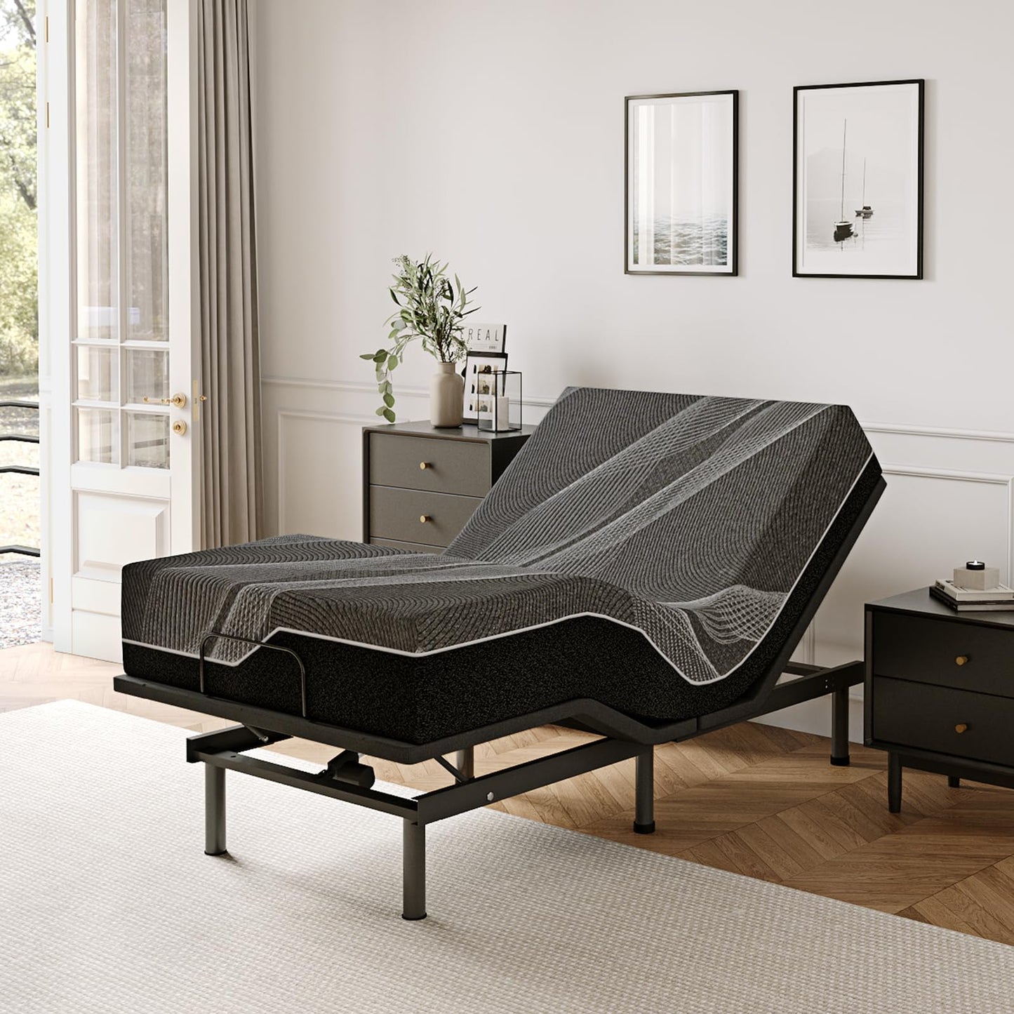 Dyonery Twin XL Adjustable Bed Base Frame with Wireless Remote + 12 Inch Twin XL Gel Memory Foam Mattress Bed in a Box, Head and Foot Incline, Zero Gravity, Fiberglass Free, 80" × 38"