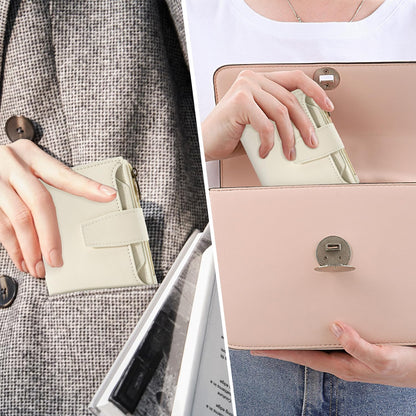 Airkit Small Wallet Women RFID Blocking Soft Leather Bifold Compact Card Holder Wallet for Women with Zipper Coin Pocket 4 ID Window
