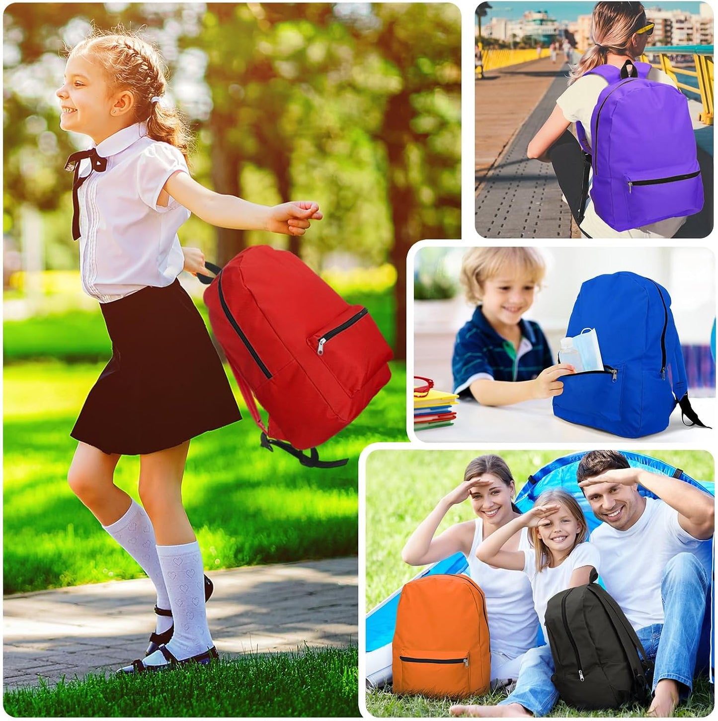 Silkfly 12 Pcs 17" Backpacks with 144 Pcs School Supplies Kits Includes Markers Scissors Rulers Sharpeners Ballpoint Pens Erasers Pencil Cases Pencils for Elementary Middle High School