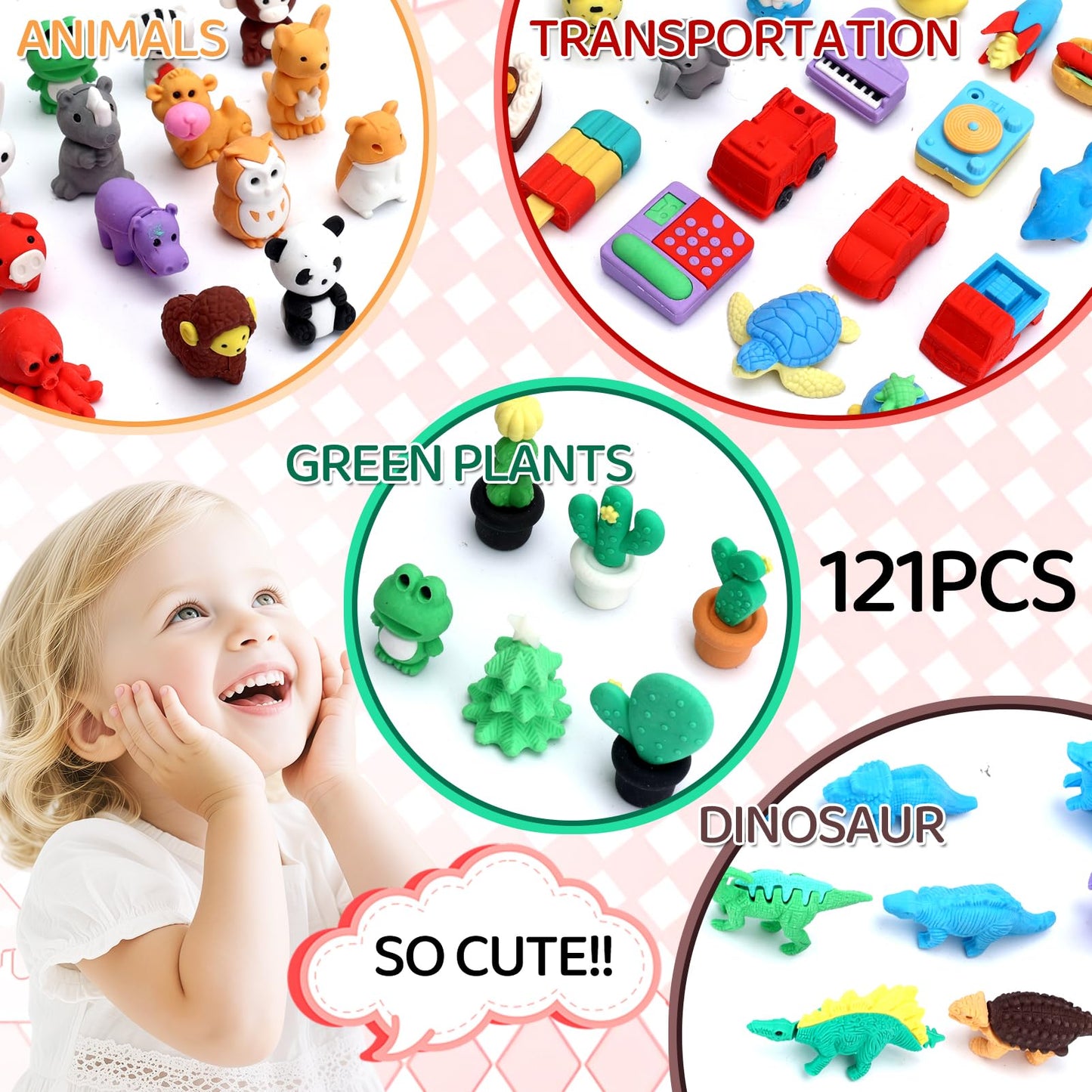 URSKYTOUS 60Pcs Animal Erasers Desk Pets for Kids,Classroom Prizes | Bulk Puzzle Erasers Toys,Party Favors,Back to School,Treasure Chest,Goodie Bag Stuffers,Easter Egg Fillers,Stocking Stuffers