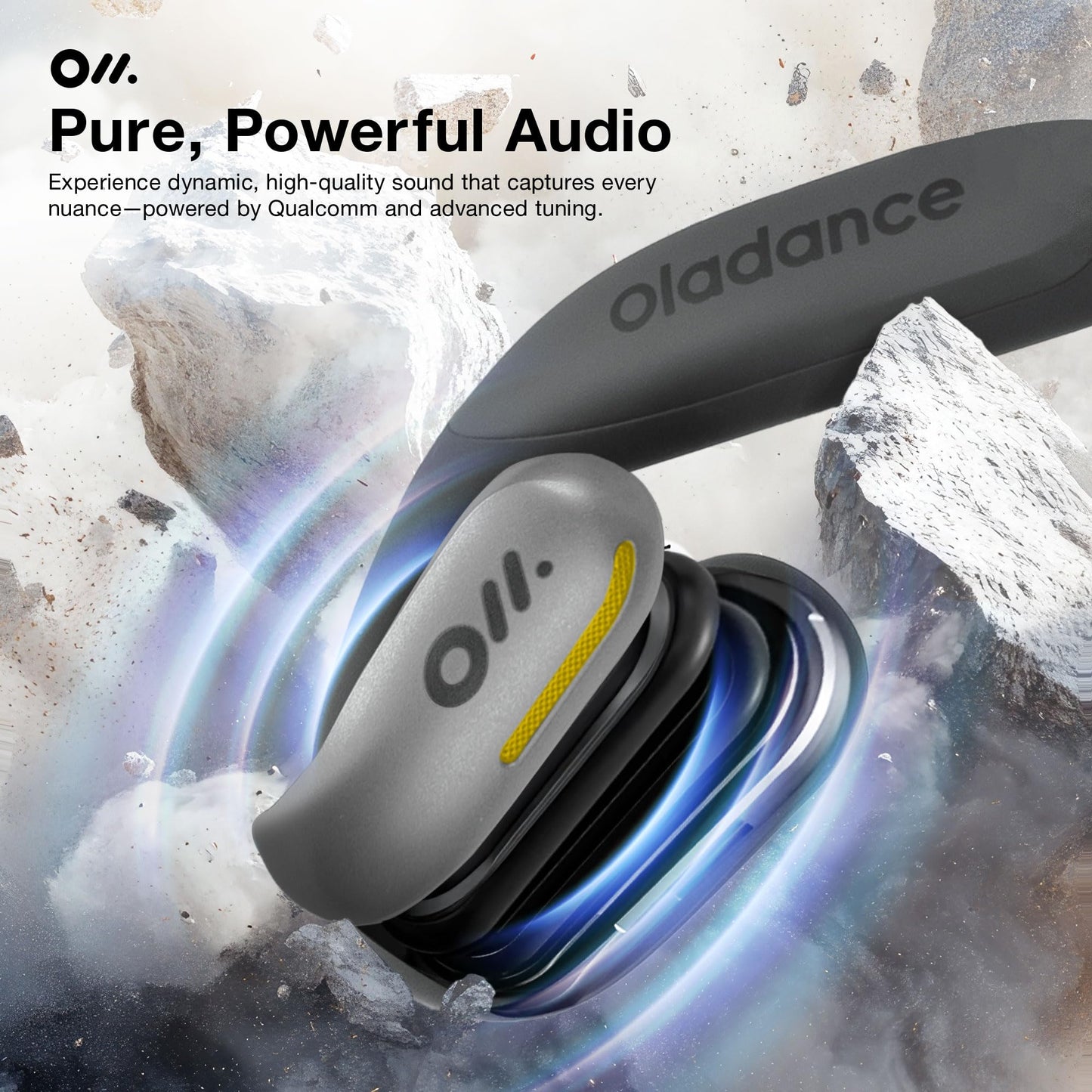 Oladance OWS Sports Open Ear Headphones, Comfortable & Stable Fit, 15H Battery Life, IPX8 Waterproof, Noise Canceling, Crystal Clear Audio, Multi-Point Bluetooth Connection, Durable Neckband (Grey)