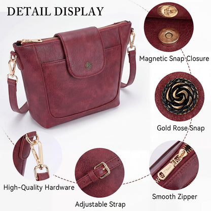 Crossbody Purses for Women Vegan Leather Small Crossbody Bags with Adjustable Strap Lightweight Travel Shoulder Bag