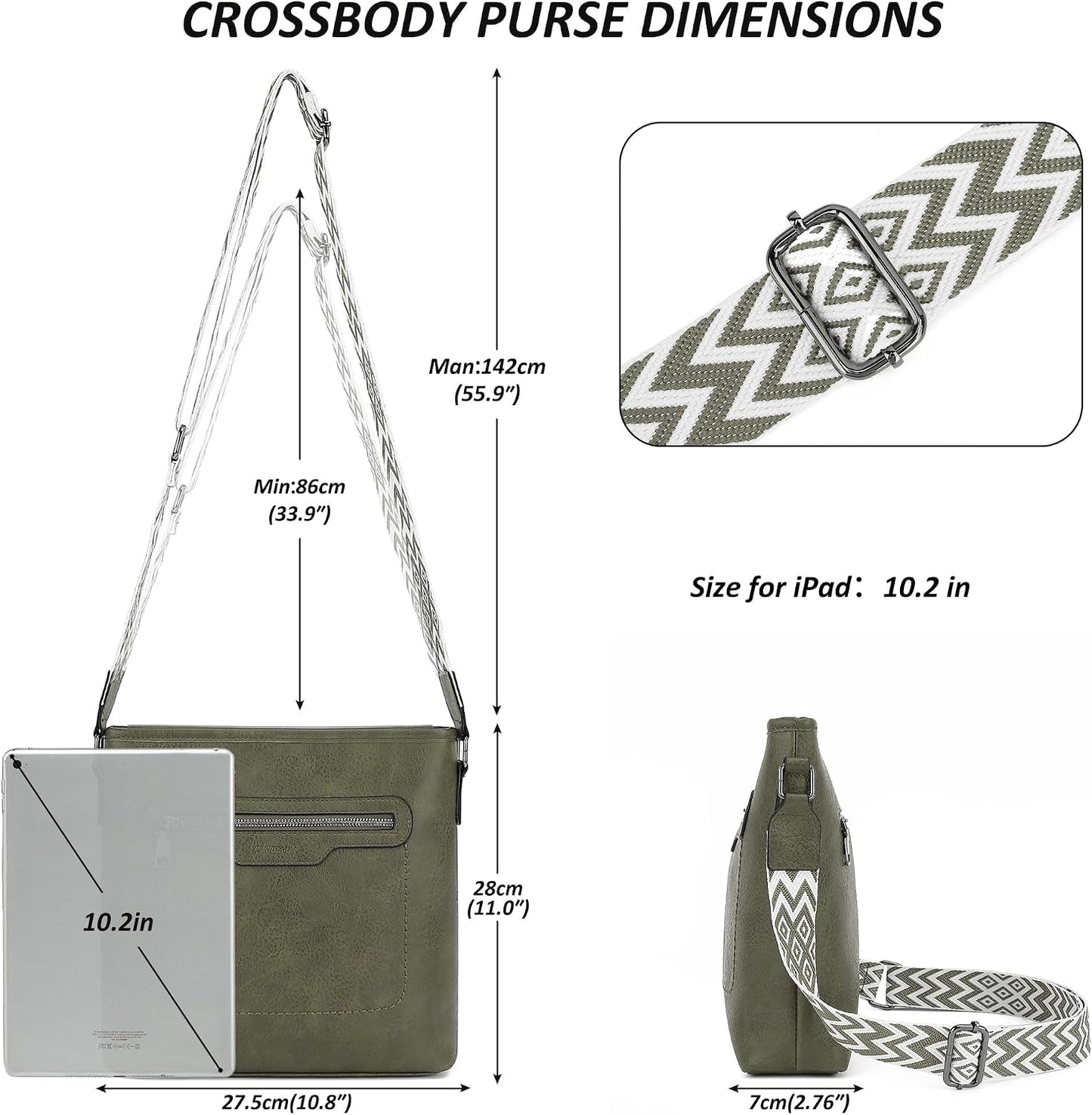 TANTOMI Crossbody Bags for Women Casual Crossbody Purses for Women Travel Shoulder Bag Handbags with Adjustable Strap