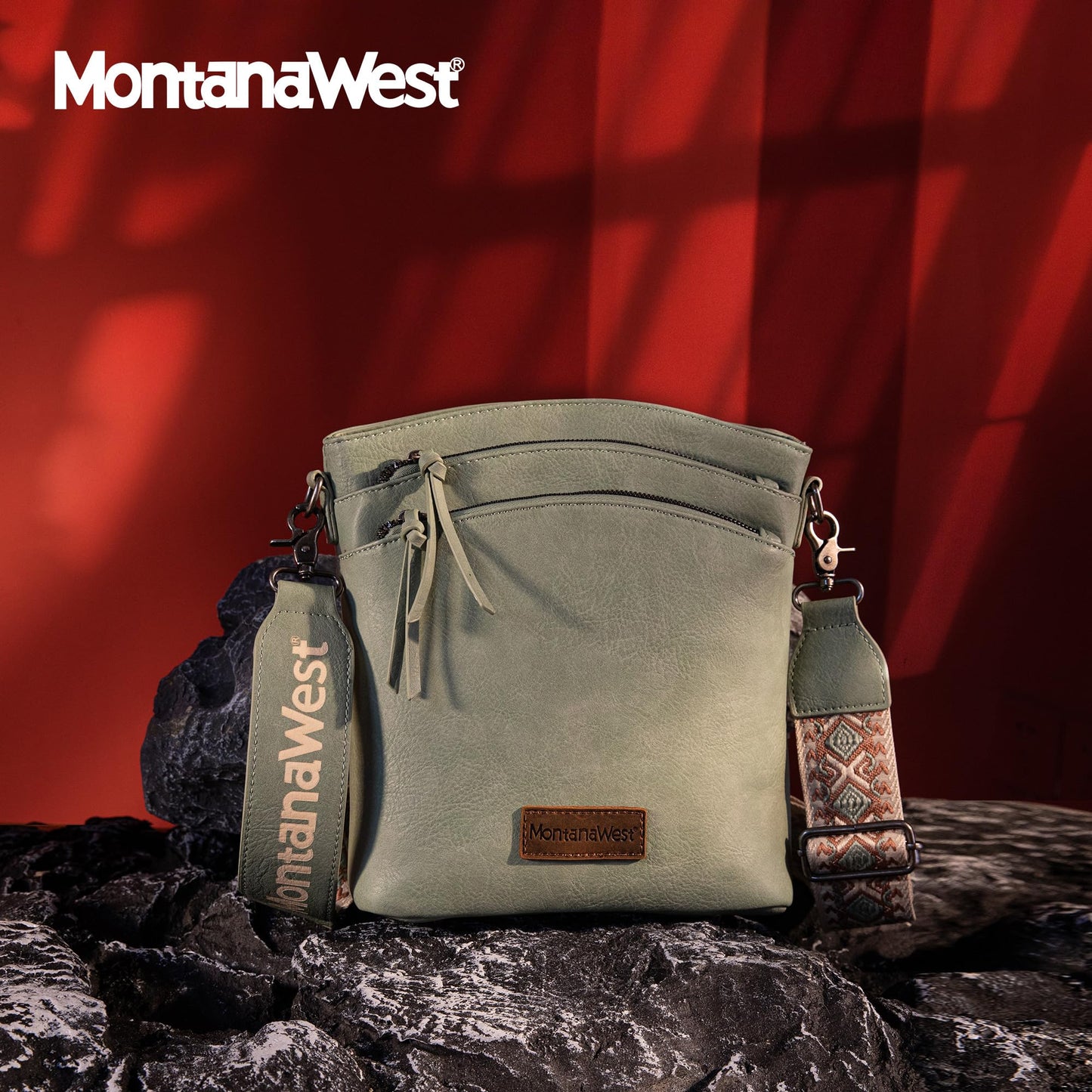Montana West Multi Zip Pocket Crossbody Bag With Guitar Strap