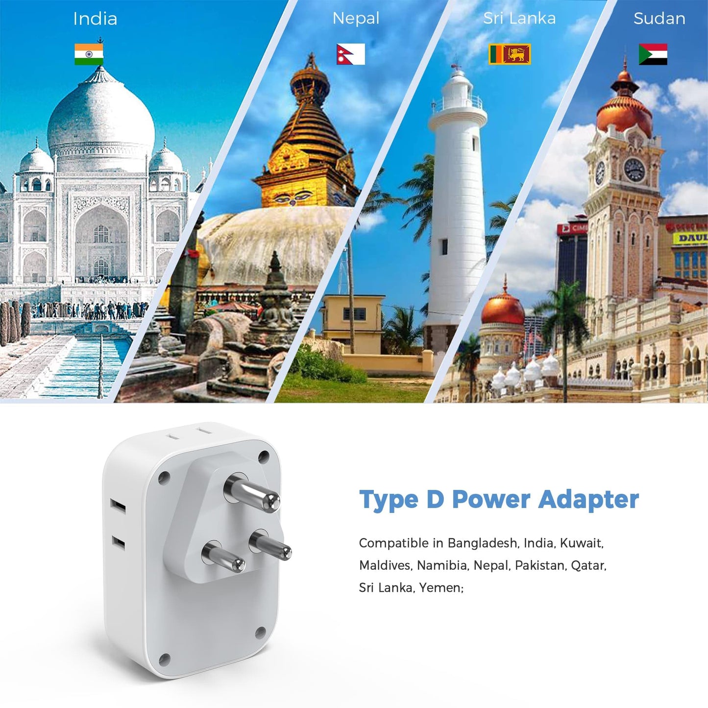 TESSAN 2 Pack European Travel Plug Adapter, Europe Power Converter
