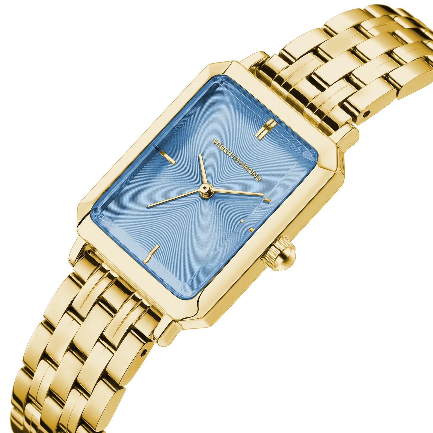 Roberto Marino RM1982 Women’s Luxury Watch Rectangular Gold – Japanese Quartz Movement, Vintage Stainless Steel Design, Silver Dial, Elegant Dress Timepiece, 3ATM Water Resistant – Reloj para Mujer