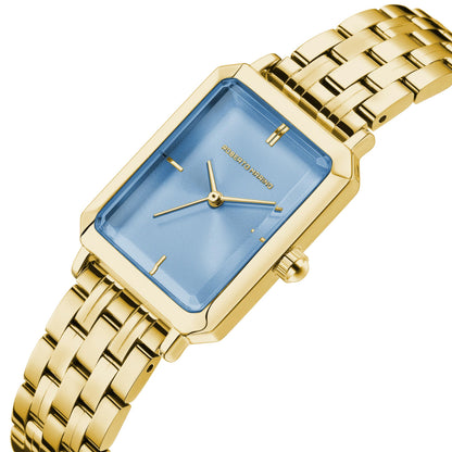 Roberto Marino RM1982 Women’s Luxury Watch Rectangular Gold – Japanese Quartz Movement, Vintage Stainless Steel Design, Silver Dial, Elegant Dress Timepiece, 3ATM Water Resistant – Reloj para Mujer