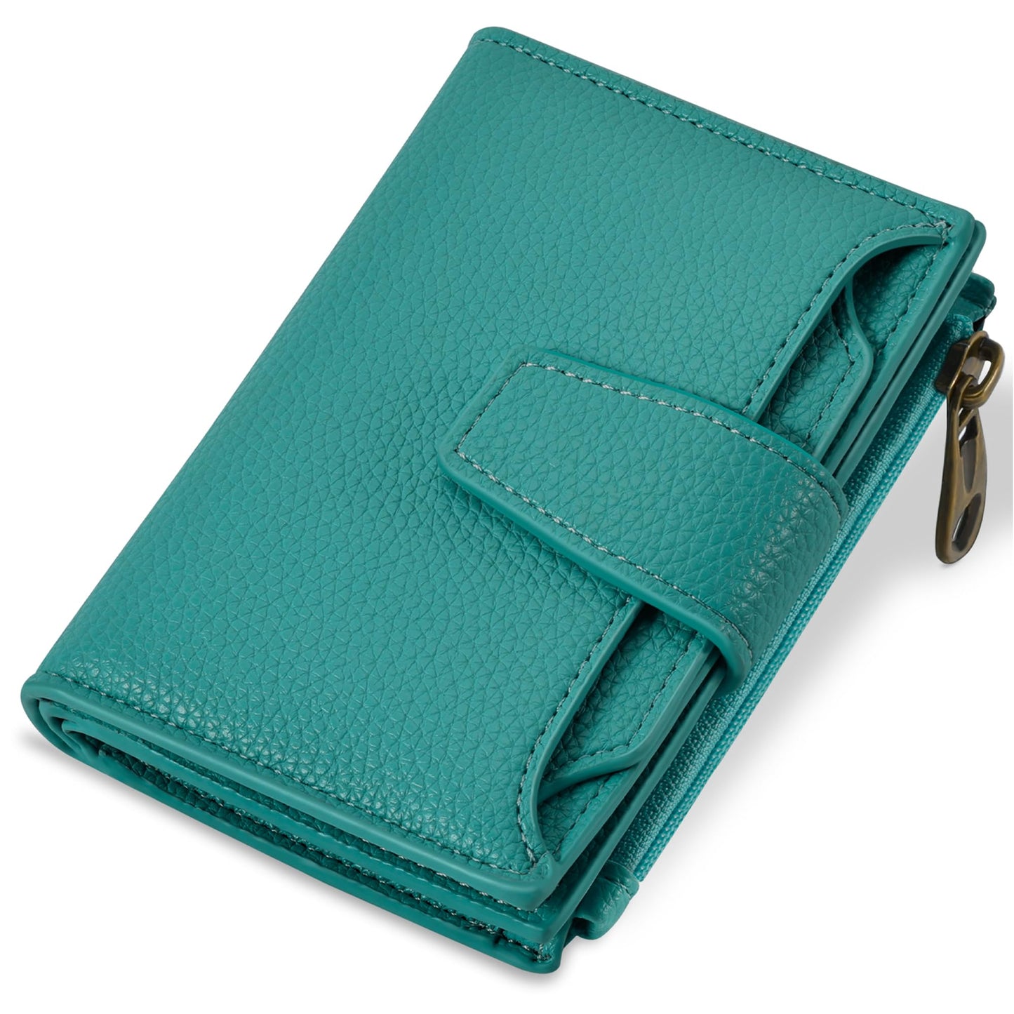 Airkit Small Wallet Women RFID Blocking Soft Leather Bifold Compact Card Holder Wallet for Women with Zipper Coin Pocket 4 ID Window