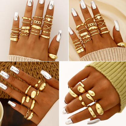 FANDY 137 Pieces Gold Jewelry Set for Women, 12 Necklace, 14 Bracelet, 21 Earrings, 24 Knuckle Rings, 66 Hair Accessory Gold Plated Jewelry Set for Women Gift