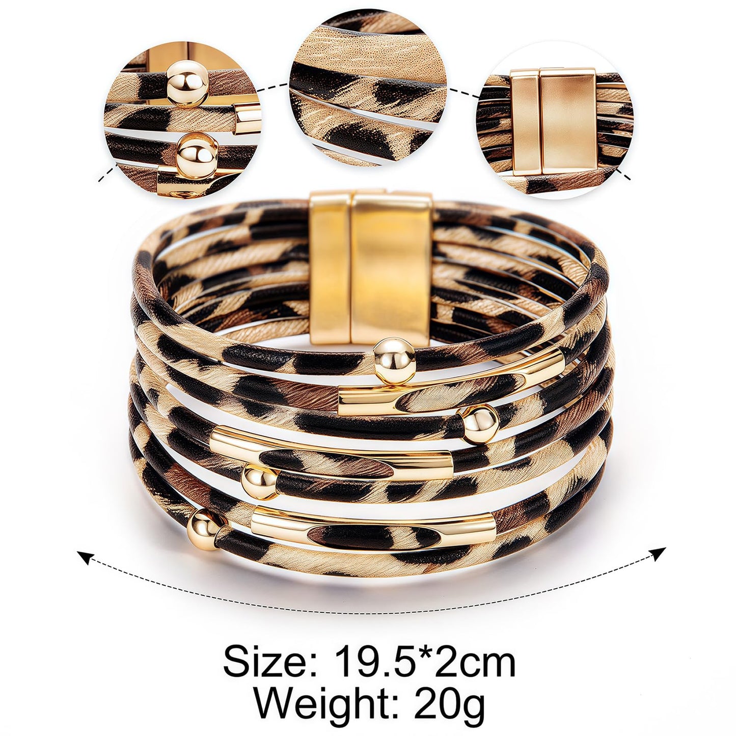 Fesciory Leather Wrap Bracelets for Women, Boho Western Layered Jewelry | Layered leather cuff bracelets, Easy on and off, Boho western style, Daily wear, Gift for women