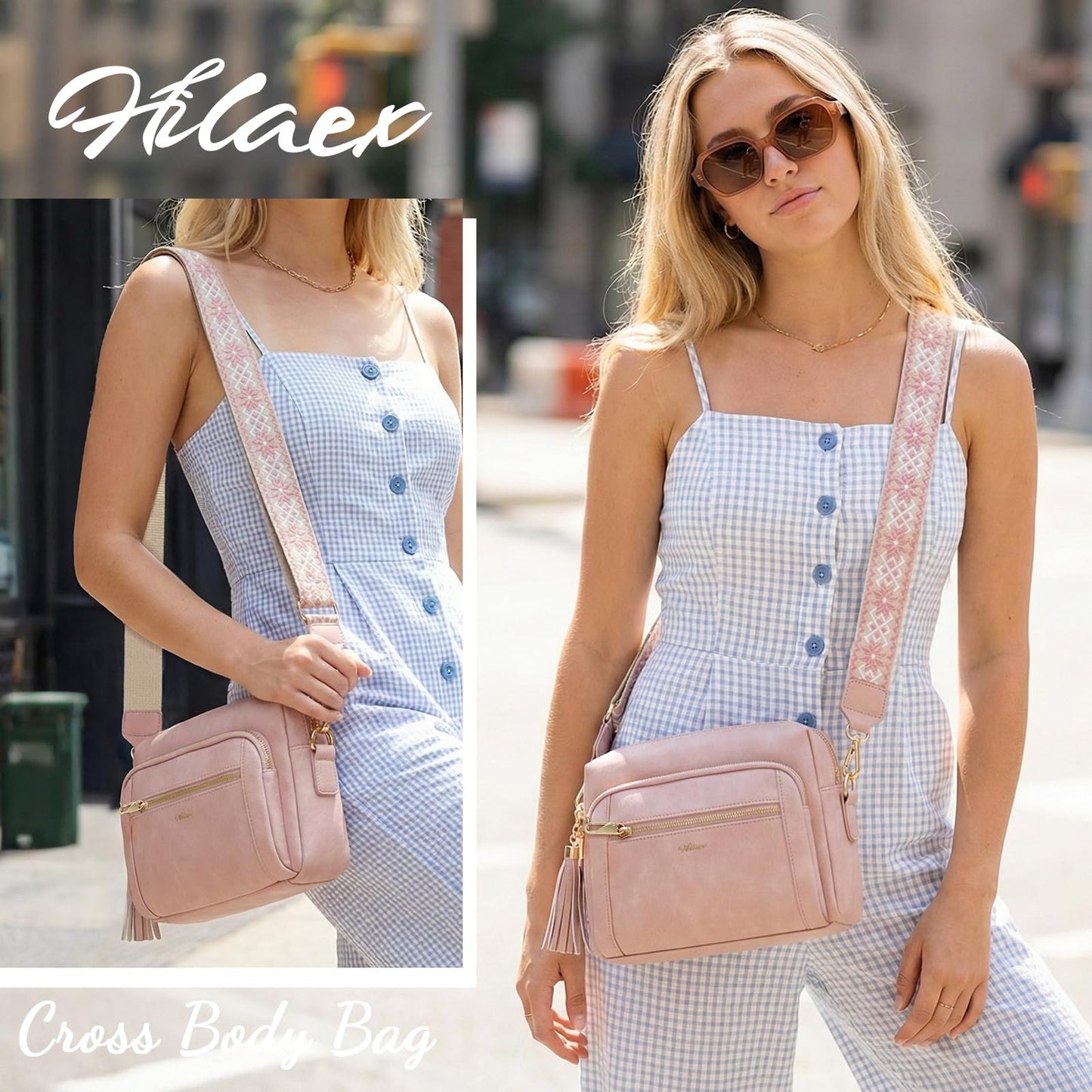 Small Leather Crossbody Bags for Women Anti theft Purses and Handbag Shoulder Hangbag with Wide Strap Tassel