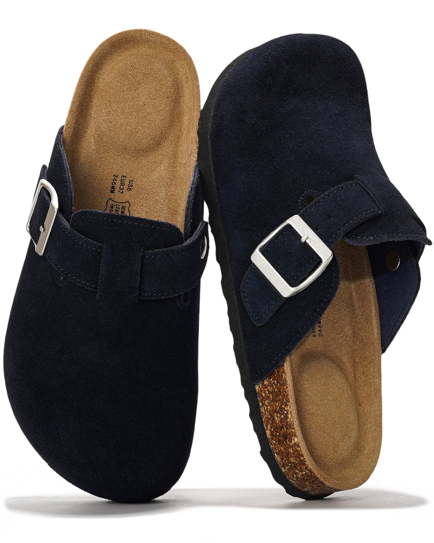 Project Cloud 100% Genuine Leather Footbed Clogs for Women - Memory Foam Arch Support Slippers for Women - Trendy Slip-ons Women's Mules & Clogs Sandals