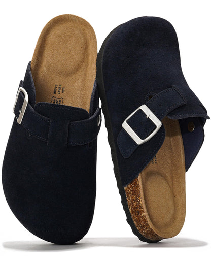 Project Cloud 100% Genuine Leather Footbed Clogs for Women - Memory Foam Arch Support Slippers for Women - Trendy Slip-ons Women's Mules & Clogs Sandals