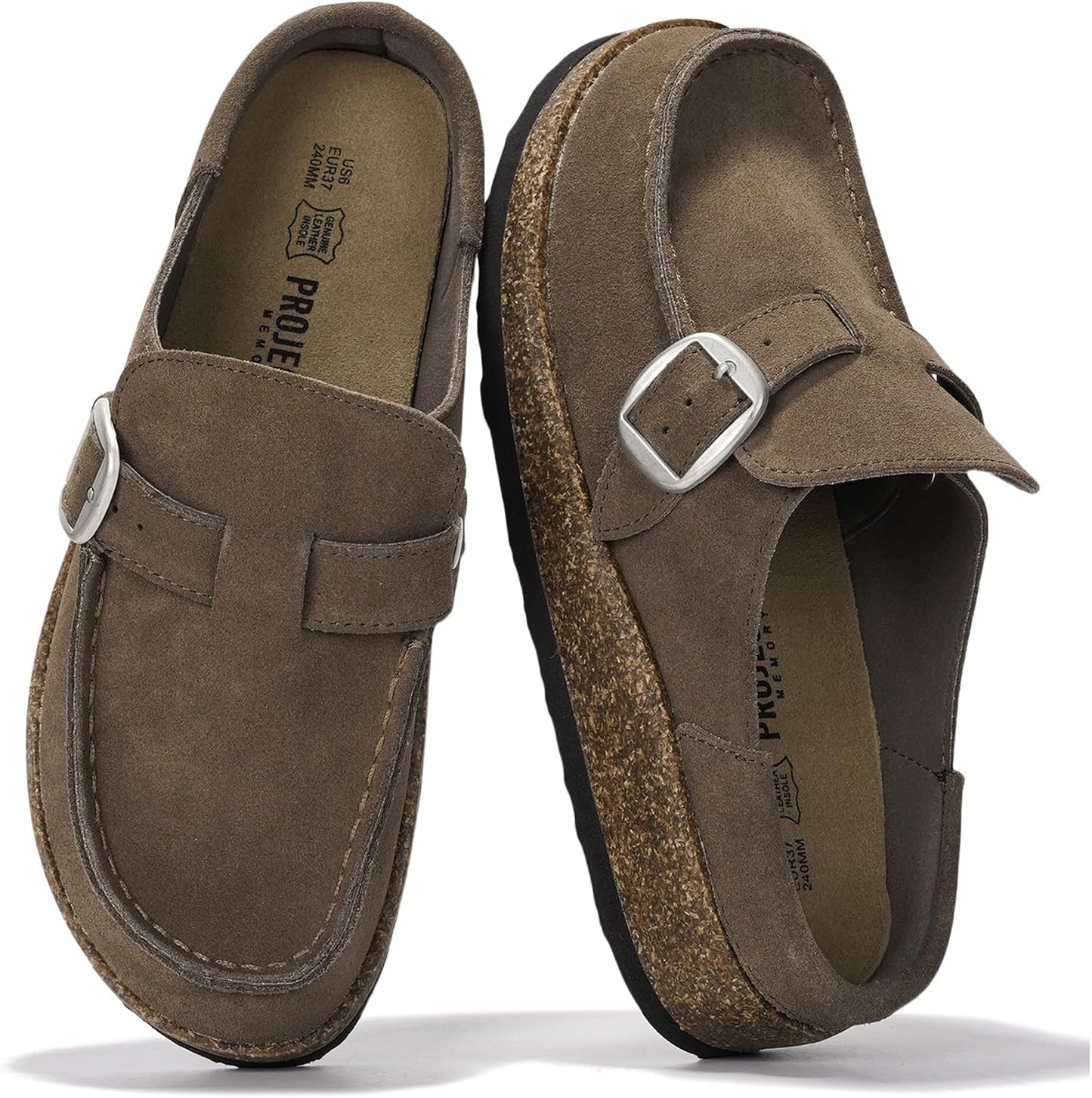 Project Cloud 100% Genuine Leather Moccasin Style Clogs for Women (Carline) | Memory Foam Insole for Comfortability; Non-Slip and Durable Womens Clogs; Lightweight and Water-Resistant Mules for Women
