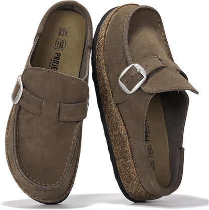 Project Cloud 100% Genuine Leather Moccasin Style Clogs for Women (Carline) | Memory Foam Insole for Comfortability; Non-Slip and Durable Womens Clogs; Lightweight and Water-Resistant Mules for Women