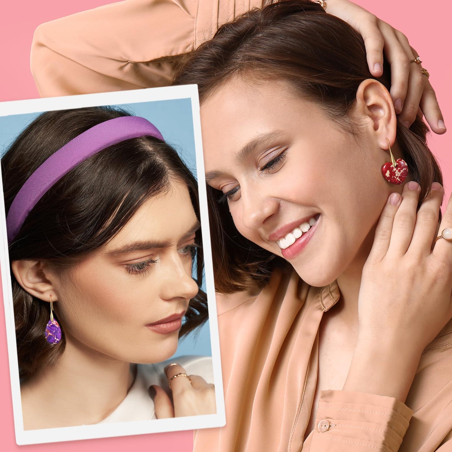 Funtopia 6 Pairs Stone Earrings for Women Trendy Dangle Boho Earrings | Statement Earrings for Women Trendy, Colorful Fashion Gemstone Stone Earrings Jewelry Accessories