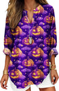 Womens Bohemian Print Tunic Top Cotton Blend V Neck Long Sleeve Loose Fit Casual Blouse for Summer Beach Vacation
