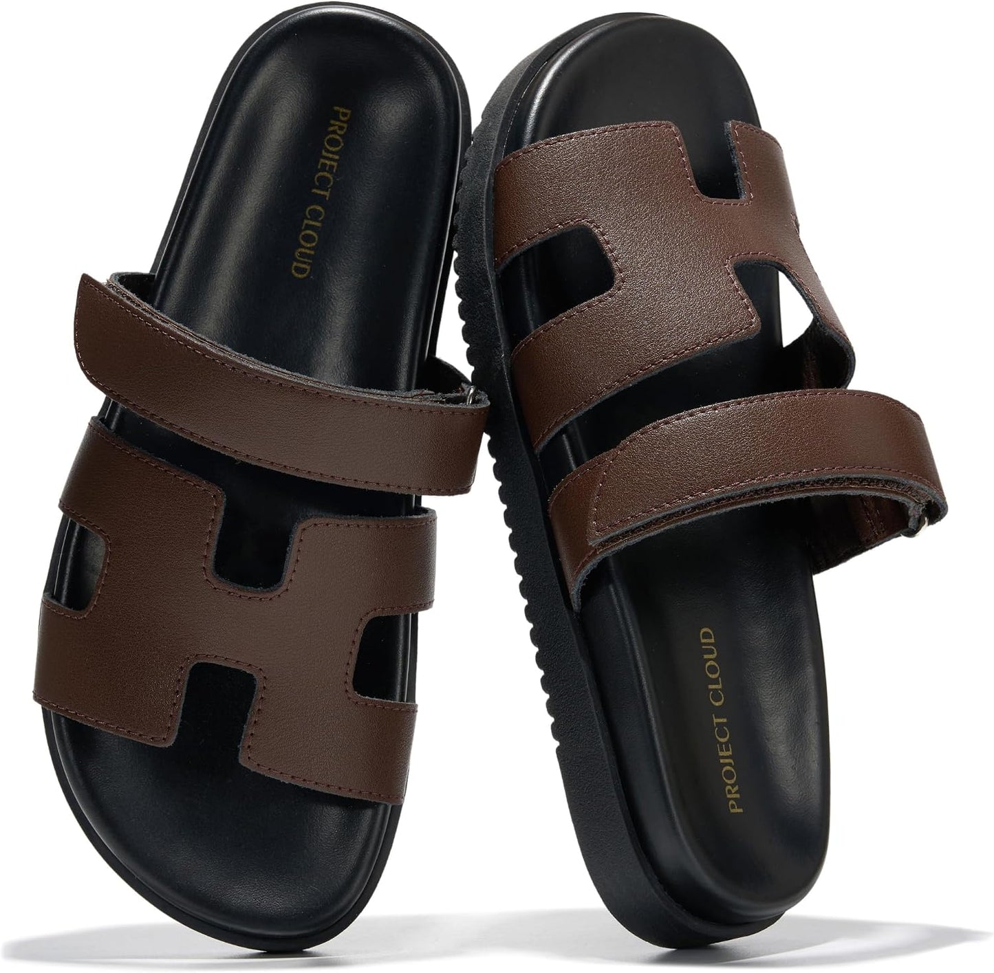 Project Cloud 100% Genuine Leather Sandals for Women Footwear - Stylish Womens Sandals with Plush & Soft Insole - Non-Slip and Water-Resistant Beach Sandals Slides for Women (Mayvy)