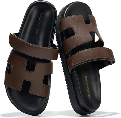 Project Cloud 100% Genuine Leather Sandals for Women Footwear - Stylish Womens Sandals with Plush & Soft Insole - Non-Slip and Water-Resistant Beach Sandals Slides for Women (Mayvy)