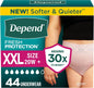 Depend Fresh Protection Adult Diapers, Incontinence Underwear for Women, Disposable, Maximum, XXL, Blush, 44 Count (2 Packs of 22), Packaging May Vary