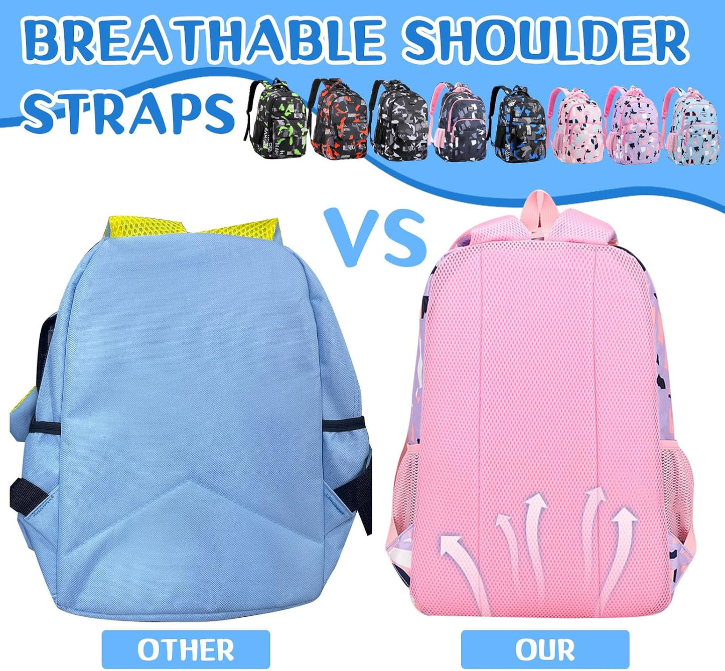 PerKoop 8 Pieces School Backpacks Bulk, 18 Inches Backpack for Back to School Supplies Donation, Backpacks for Elementary, Middle and High School Students