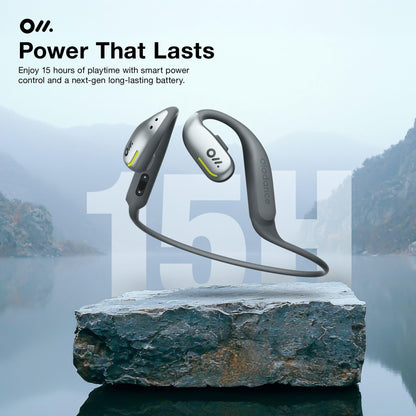 Oladance OWS Sports Open Ear Headphones, Comfortable & Stable Fit, 15H Battery Life, IPX8 Waterproof, Noise Canceling, Crystal Clear Audio, Multi-Point Bluetooth Connection, Durable Neckband (Grey)