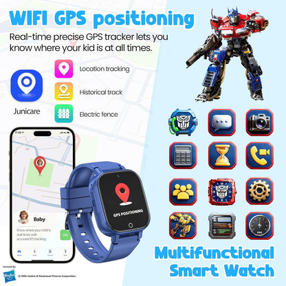 Smart Watch for Kids, 4G Kids Smartwatch with GPS Tracker Calling (Blue) | WIFI/Voice/Video Chat/SOS/SMS-receiving IP68 Waterproof Pedometer Camera Alarm Safe Zone Smartwatch Gift for Boys Girls 4-12