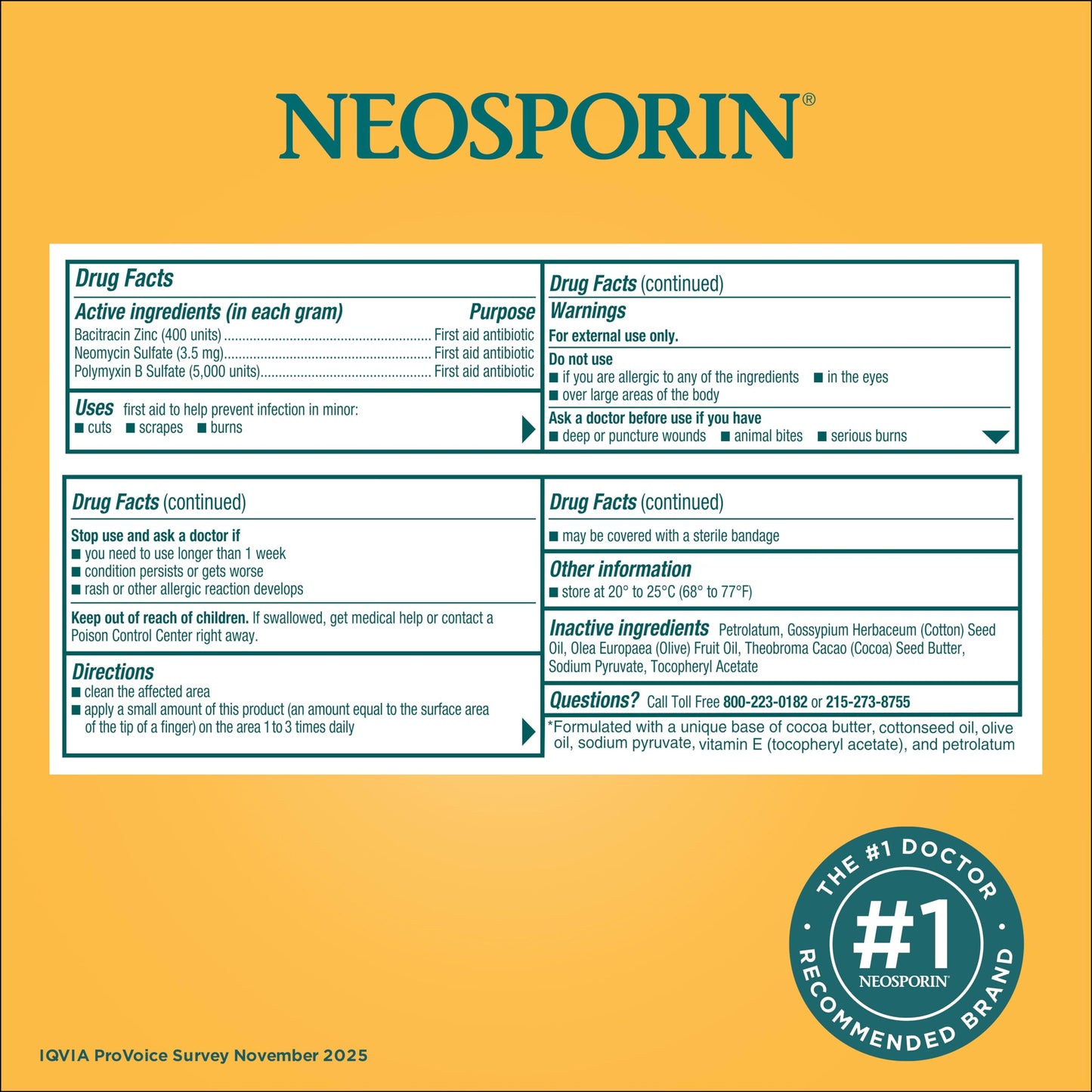 Neosporin Original First Aid Triple Antibiotic Ointment with Bacitracin Zinc for Infection Protection, Wound Care Treatment & Helps Minimize the Appearance of Scars for Minor Wounds, .5 oz