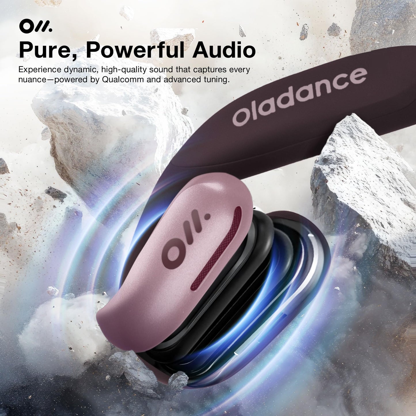 Oladance OWS Sports Open Ear Headphones, Comfortable & Stable Fit, 15H Battery Life, IPX8 Waterproof, Noise Canceling, Crystal Clear Audio, Multi-Point Bluetooth Connection, Durable Neckband (Grey)