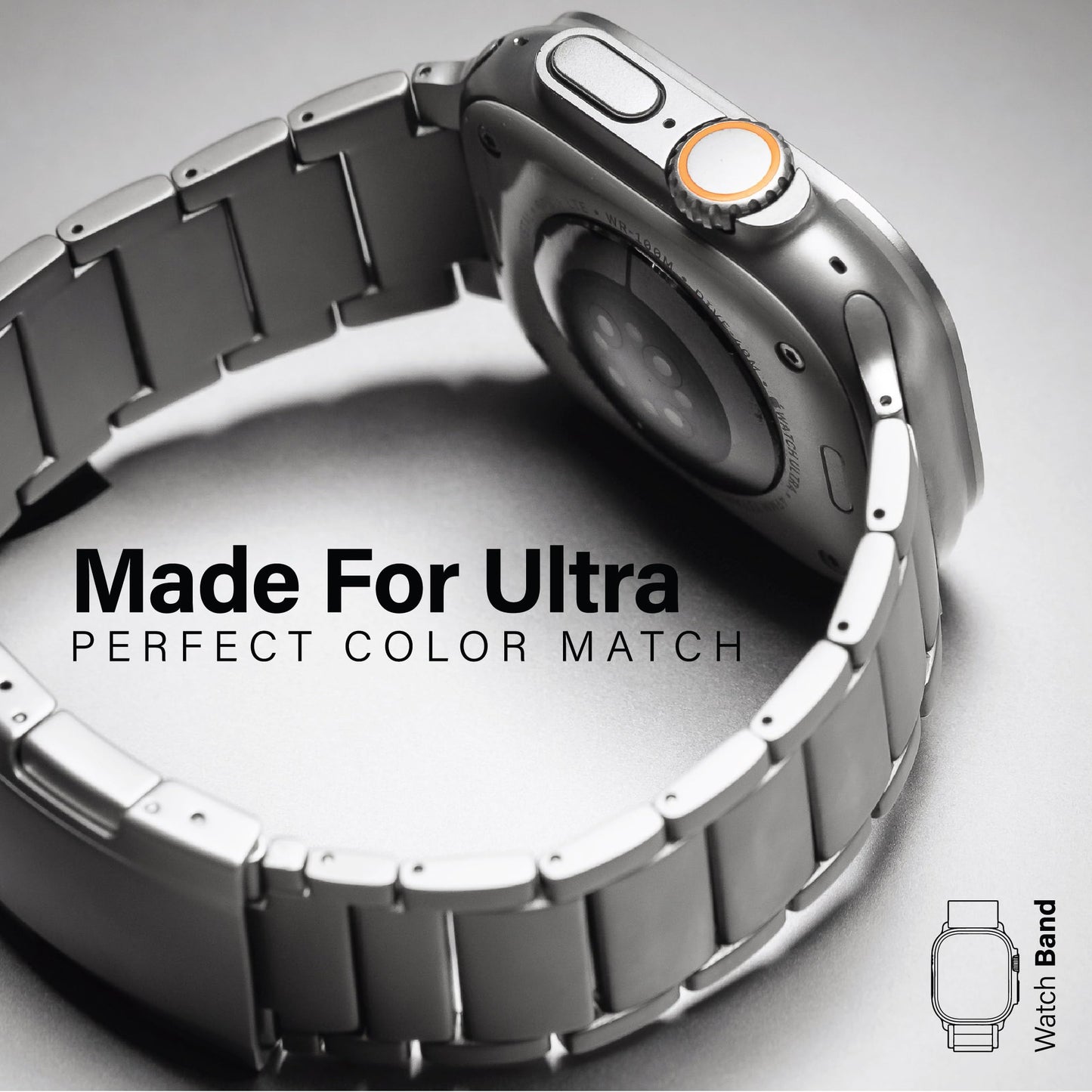 KORDIZ Titanium Watch Band T01 Max - Fits Apple Watch ULTRA 3 & ULTRA 2/1 (49mm) - Adjustable Titanium Apple Watch Band with Secure Clasp - Premium Color Matching Band (T01 Max | ULTRA Silver)