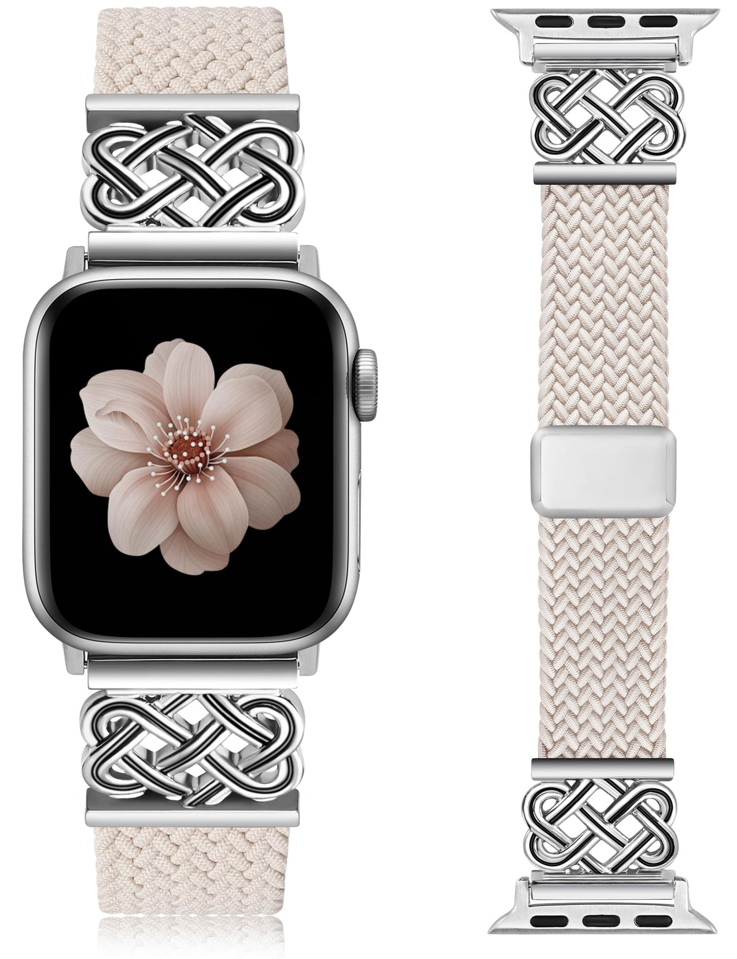 TOYOUTHS Braided Magnetic Band Compatible with Apple Watch Bands 38/40/41/42/44/45/46/49mm Women Men, Dressy Celtic Metal Stretchy Elastic Strap for iWatch Series 11 10 9 8 7 6 5 4 SE/Ultra 3 2 1