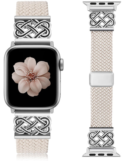 TOYOUTHS Braided Magnetic Band Compatible with Apple Watch Bands 38/40/41/42/44/45/46/49mm Women Men, Dressy Celtic Metal Stretchy Elastic Strap for iWatch Series 11 10 9 8 7 6 5 4 SE/Ultra 3 2 1