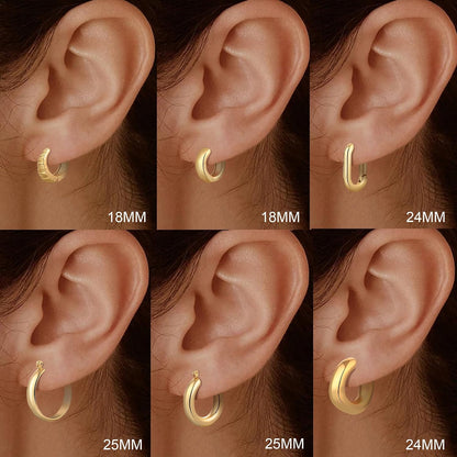 ALLHOLA 6 Pairs 14K Gold Plated Hoop Earrings for Women Trendy Chunky Lightweight Hoop Earrings Multipack Hypoallergenic, Thick Twisted Huggie Hoops Earring Set Jewelry for Gifts