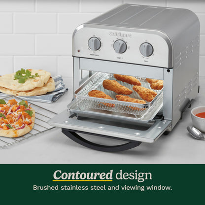 Cuisinart Compact Air Fryer Toaster Oven, Stainless Steel Fryer with 6-in-1 Functions, Adjustable Temperature, Includes Oven Rack, Baking Pan and Air Fry Basket, TOA-26