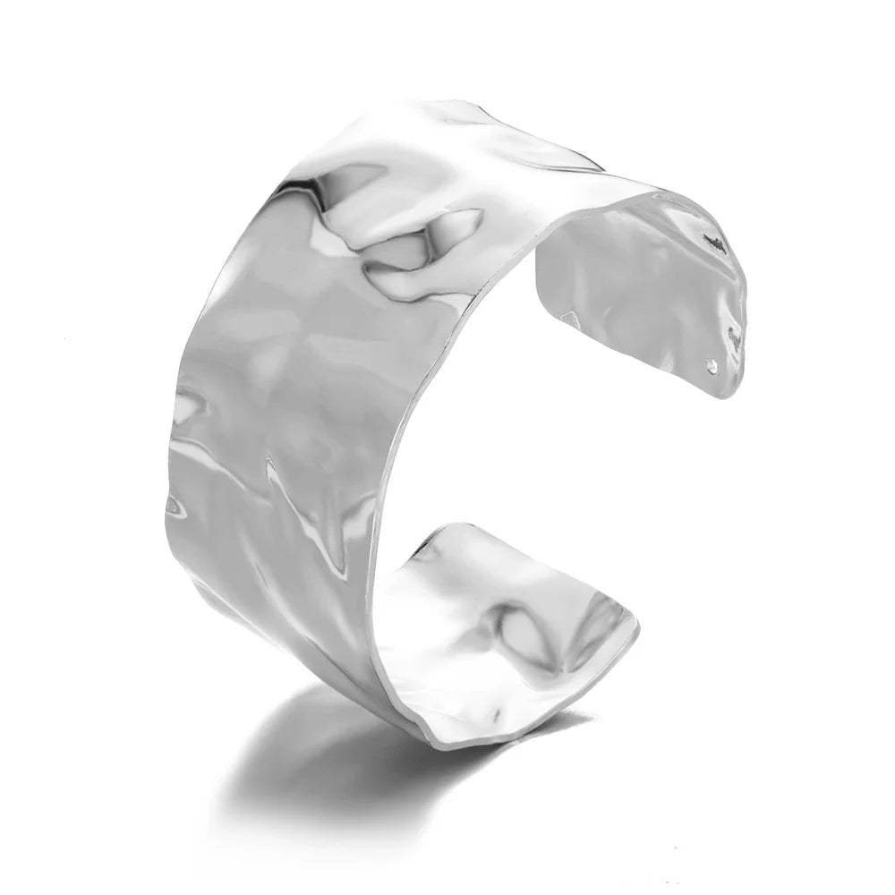 Exquisite Classic Bump Pattern Openning Bangles Bracelet For Women Cuff Bracelet Gold Color Stainless Steel Hand Ornament Gift