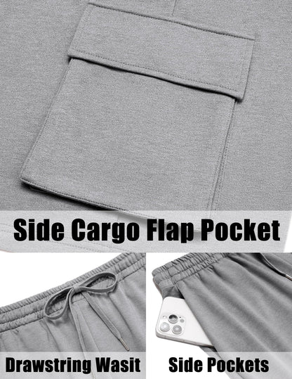 COOFANDY Men's Shirt and Shorts Set 2 Piece Fashion Summer Tracksuits Cotton Oversized T-Shirts Cargo Shorts Outfits