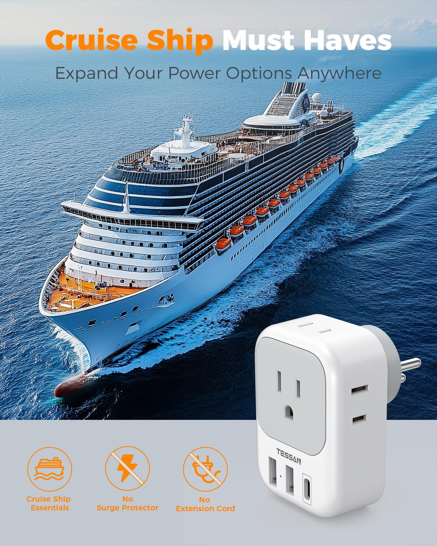 TESSAN 2 Pack European Travel Plug Adapter, Europe Power Converter