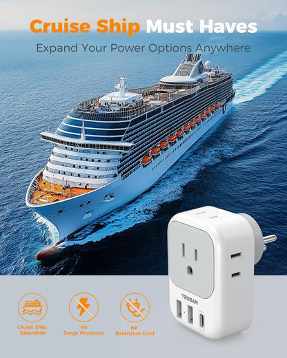 TESSAN 2 Pack European Travel Plug Adapter, Europe Power Converter
