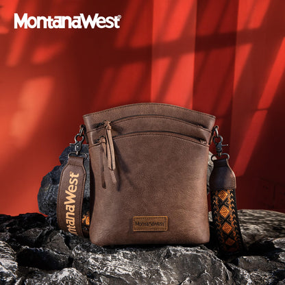 Montana West Multi Zip Pocket Crossbody Bag With Guitar Strap