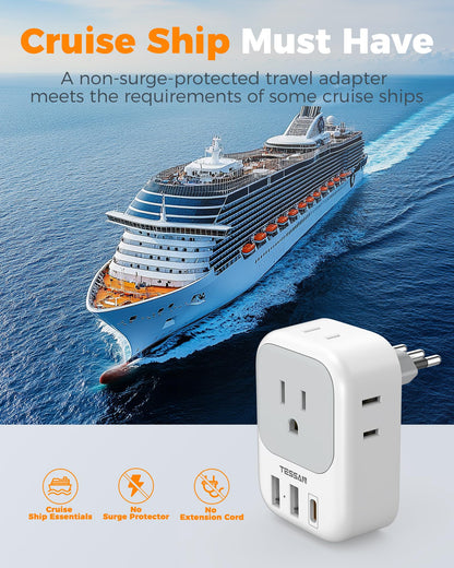 TESSAN 2 Pack European Travel Plug Adapter, Europe Power Converter