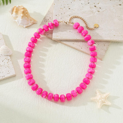 Chunky Beaded Choker Necklace for Women Summer Beach Acrylic Beads Necklaces Trendy Boho Statement Colorful Necklace Jewelry Accessories