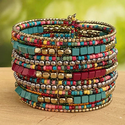 SPUNKYsoul Boho Cuff Bracelets, Women Adjustable Stackable Beaded Accessory | Adjustable Bohemian-Inspired Design, Trendy Wrist Ornament, Versatile For Occasions Or Everyday Wear, Unique Style Jewelry