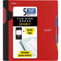 Five Star Advance Spiral Notebook + Study App, 5 Subject, College Ruled Paper, 8-1/2" x 11", 200 Sheets, Spiral Guard, Movable Tabbed Dividers, Black (73144)
