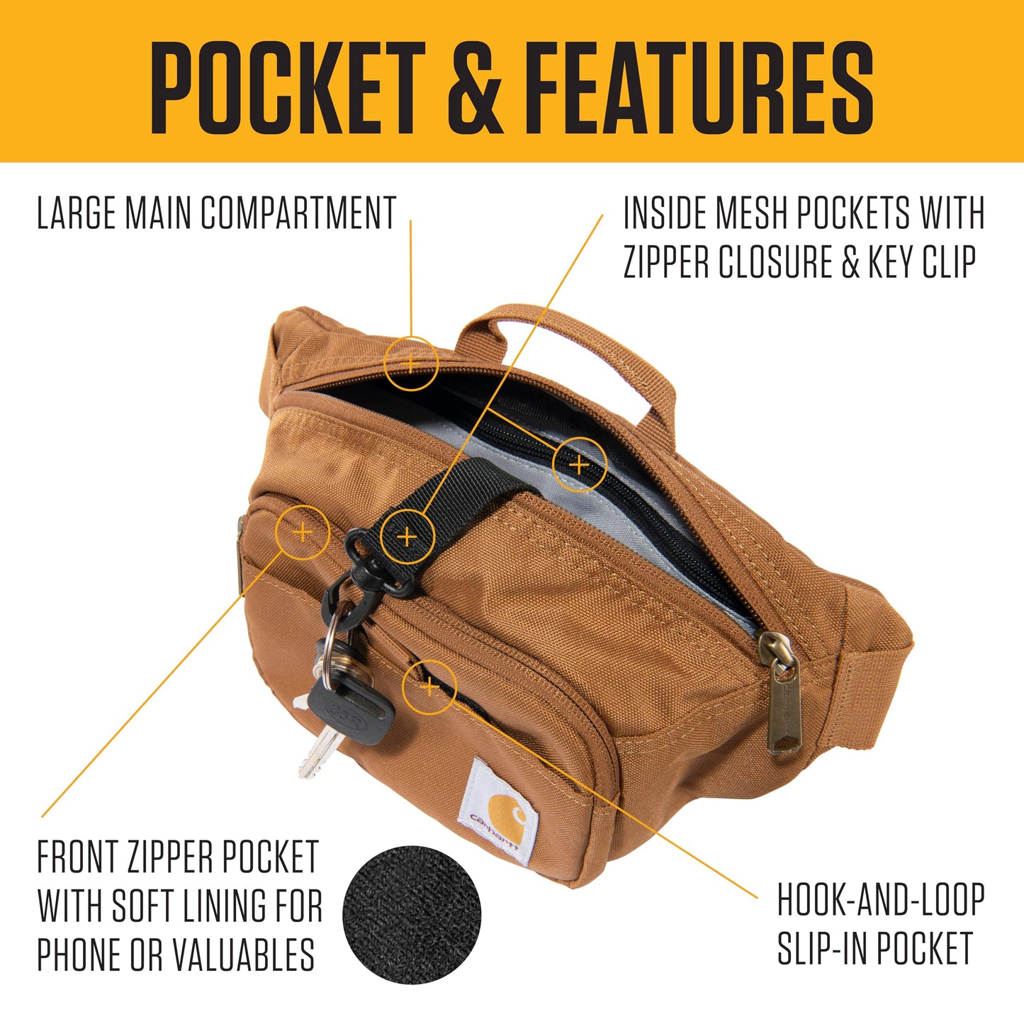 Carhartt Classic Adjustable Sling Bag, Durable, 600-Denier Water Resistant Hip Pack