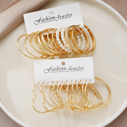12 Pairs Chunky Gold Hoop Earrings for Women Trendy, Gold Plated Lightweight Hypoallergenic Stack, Thick Open Twisted Huggie Hoops Earring Set