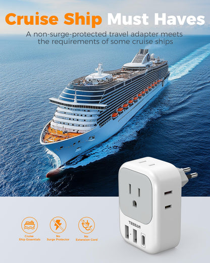 TESSAN 2 Pack European Travel Plug Adapter, Europe Power Converter