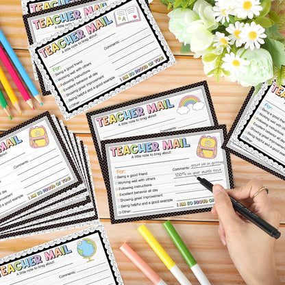 60Pcs Teacher Mail Notes to Parents, Boho Happy Mail from Teacher, Brag Cards for Students Behavior Classroom Must Haves to Send Home for Preschool Kindergarten Elementary School Supplies (Boho)