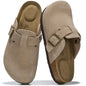 Project Cloud 100% Genuine Leather Footbed Clogs for Women - Memory Foam Arch Support Slippers for Women - Trendy Slip-ons Women's Mules & Clogs Sandals