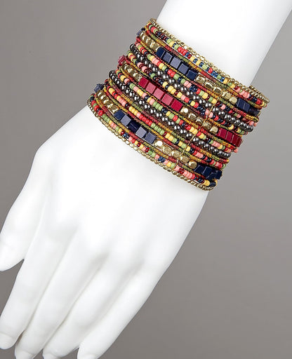 SPUNKYsoul Boho Cuff Bracelets, Women Adjustable Stackable Beaded Accessory | Adjustable Bohemian-Inspired Design, Trendy Wrist Ornament, Versatile For Occasions Or Everyday Wear, Unique Style Jewelry